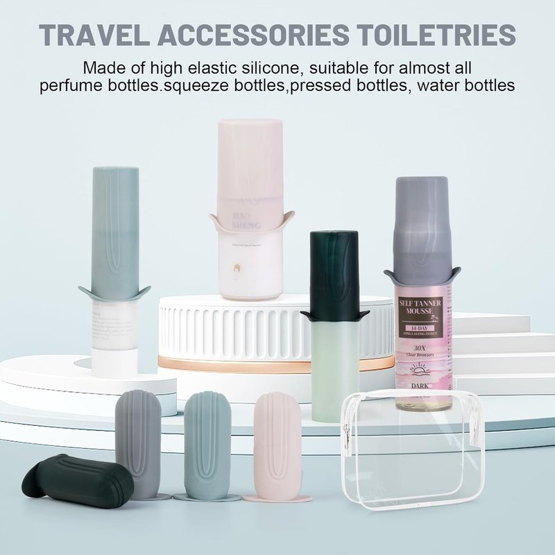 Mrsdry Travel Bottle Covers - Leakproof Elastic Lids for Toiletries | Essential Travel Accessories