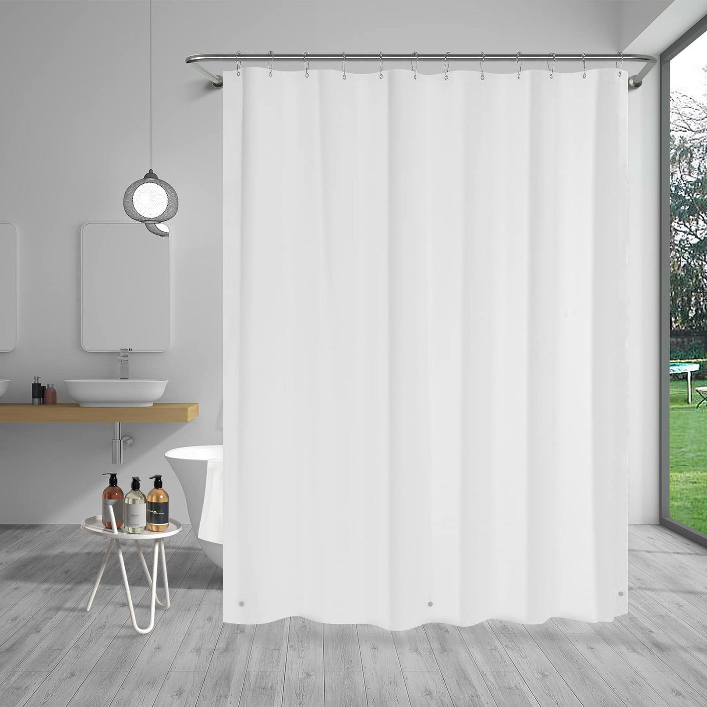 AmazerBath Shower Curtain Liner, 72x72 Plastic White Shower Curtain Liner, Cute Waterproof PEVA Shower Curtains, Lightweight Shower Curtains for Bathroom with Magnets and 12 Grommet Holes