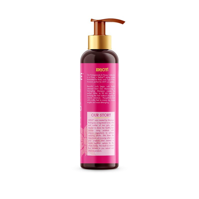 Mielle Organics Pomegranate & Honey Detangling & Moisturizing Shampoo - Curly Hair Shampoo for Women - Enriched with Honey & Babassu Oil to Lift Dirt, Loosen Tangles & Retain Moisture (12 Fl Oz)