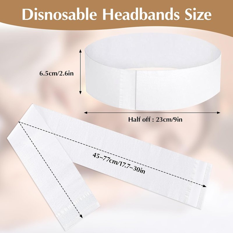 Skiennix 150 PCS Disposable Hairbands - Non-Woven Fabric Spa Headbands for Makeup & Travel