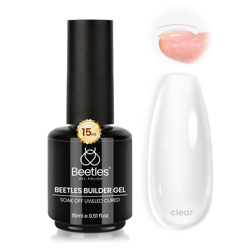 Beetles Builder Gel,8 in 1 Clear Builder for Nail Apex Strengthener Thickening for Weak Nails LED Lamp Cured Rhinestone Glue Gel Polish in a Bottle DIY Salon at Home for Beginner