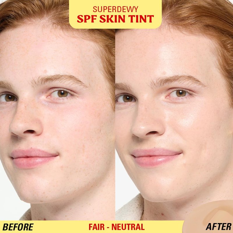 Revolution Superdewy SPF 30 Skin Tint, Tinted Mineral Face Foundation, Buildable Coverage for Facial Glow, 12% Zinc Oxide, Vegan & Cruelty-Free, Fair Neutral