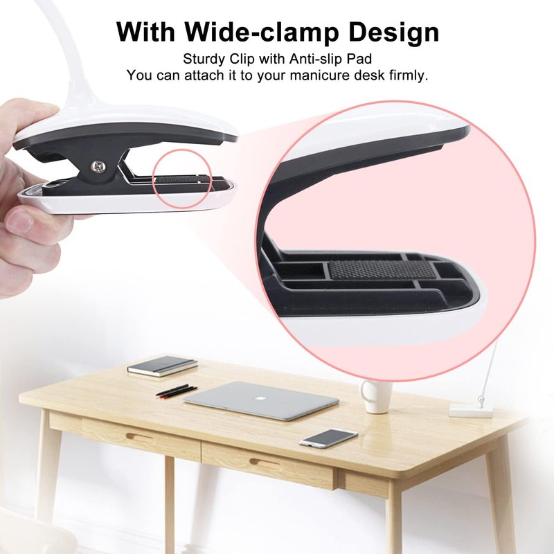 Skiennix Flexible UV LED Nail Lamp - 18W Gooseneck & Clamp Nail Dryer for Acrylic Gel Curing | USB Powered