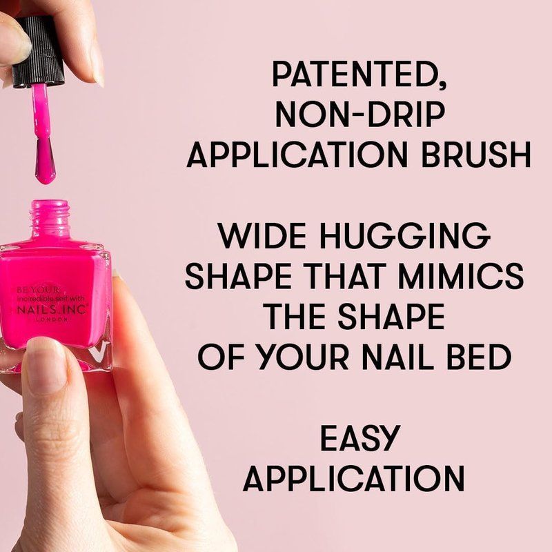 Nails Inc 45 Second Speedy Gloss, Sienna, Sheer Pink, Glow, No Chip, Long Lasting, Quick Dry, Air Dry, Professional Manicures & Pedicures, Fingernails & Toenails, Vegan Nail Polish, 0.47 Fl Oz