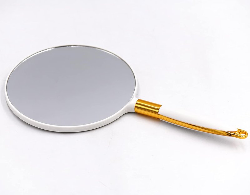 Handheld Mirror for Hairdressers | 6.9 x 13 Inch White Round Design