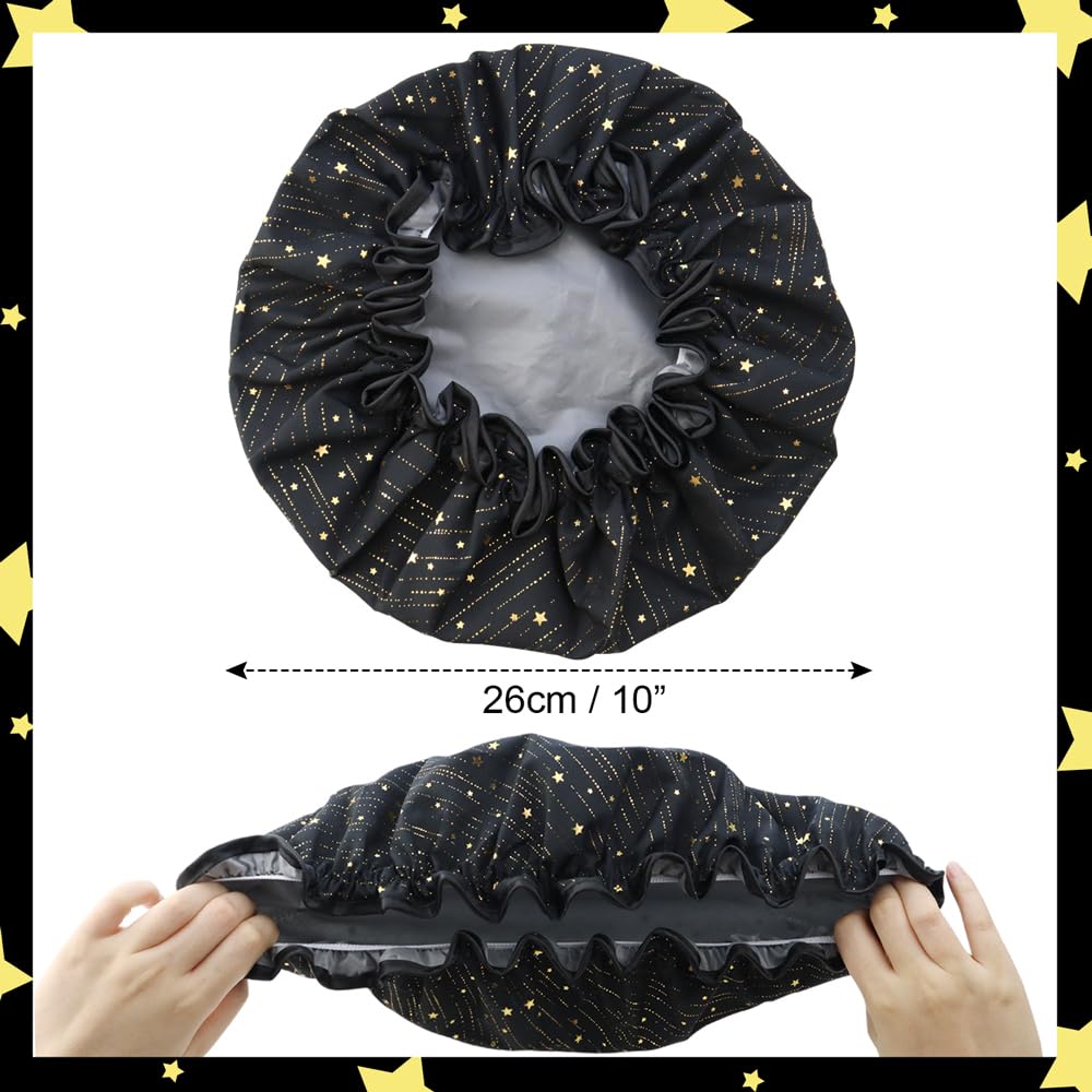 TCOTBE 4 Pieces Shower Caps for Women, Double layer shower cap, Elastic Reusable Bathing Hair Cap Environmental Protection Hair Bath Caps,PEVA Adult Bathing Cap Bath Hair Cover