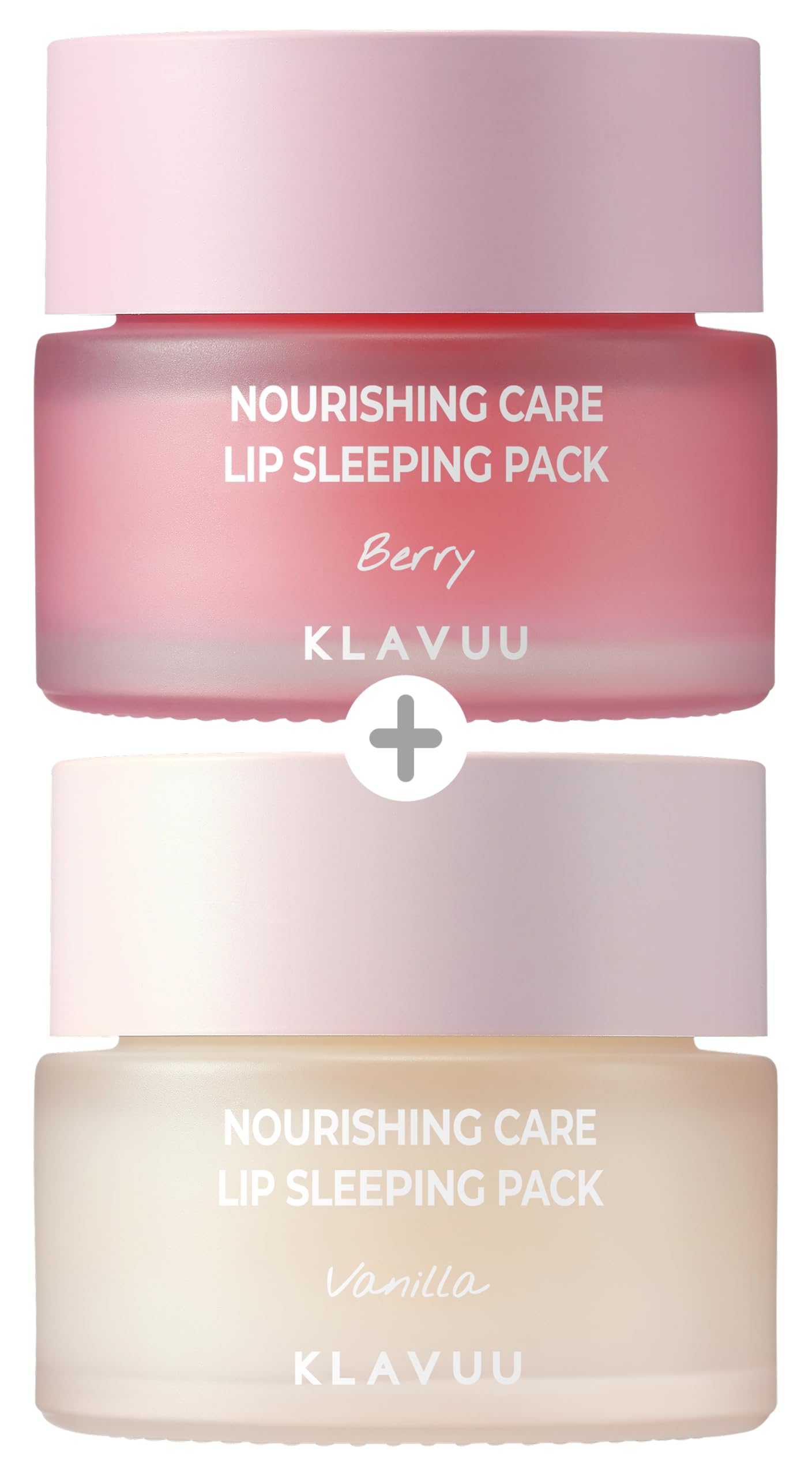 Klavuu Lip Mask Set (2PCS) – Overnight Deep Hydrating Korean Lip Balm Treatment for Very Dry, Chapped Lips | Lip Lightening & Plumping with Instant Hydration | Gentle Exfoliating (Berry & Vanilla)
