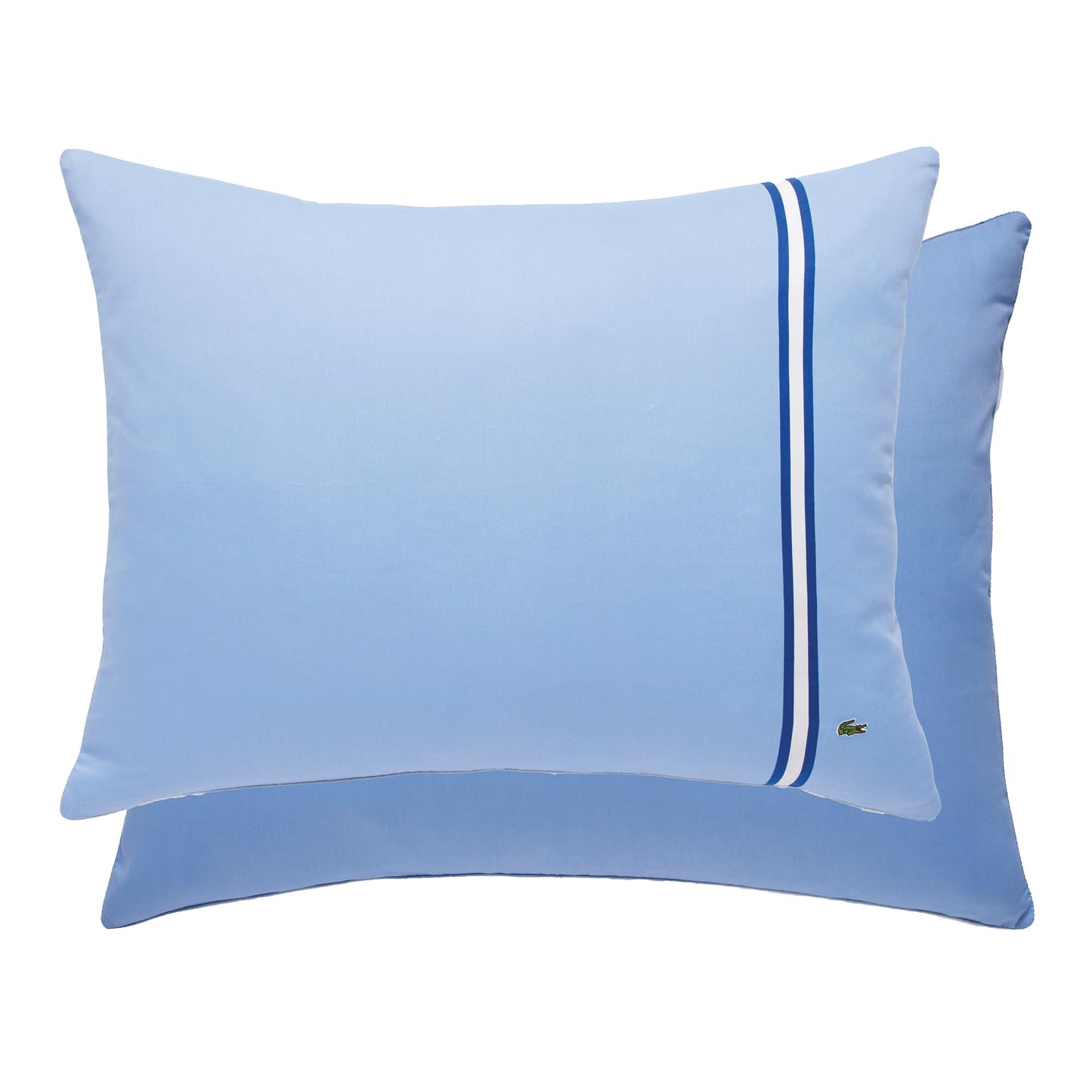 Lacoste Hollis Stripe Comforter Set, 100% Cotton Brushed Twill, Reversible Duvet with Pillow Shams, Soft & Fluffy Hotel-Style Bedding, Blue, Twin