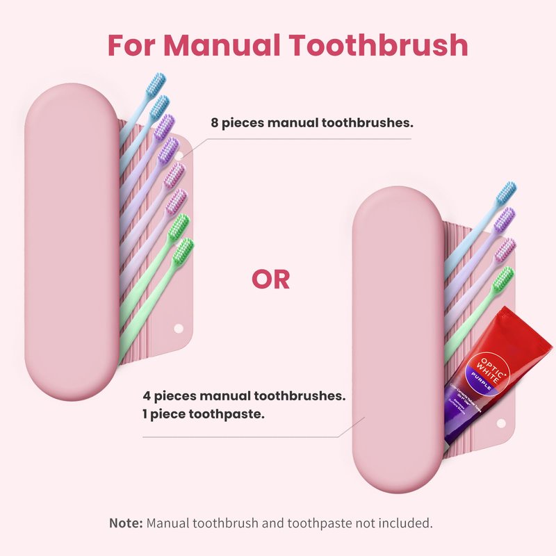 iTokGok Silicone Electric Toothbrush Travel Case, Manual Toothbrush Travel Cover for Men and Women,Toothbrush Holder for Travel,Gym and More, Fits Most Manual and Electric Toothbrushes - Pink