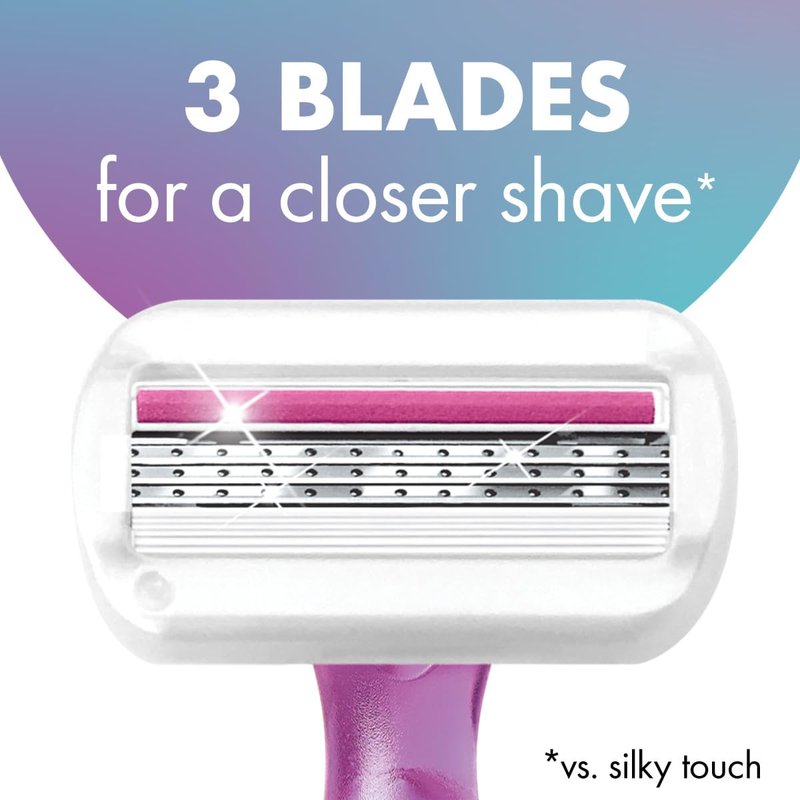 BIC Soleil 3 Sensitive Women's Disposable 3-Blade Razors, Comfort Shield and Moisture Strip, 5-Pack