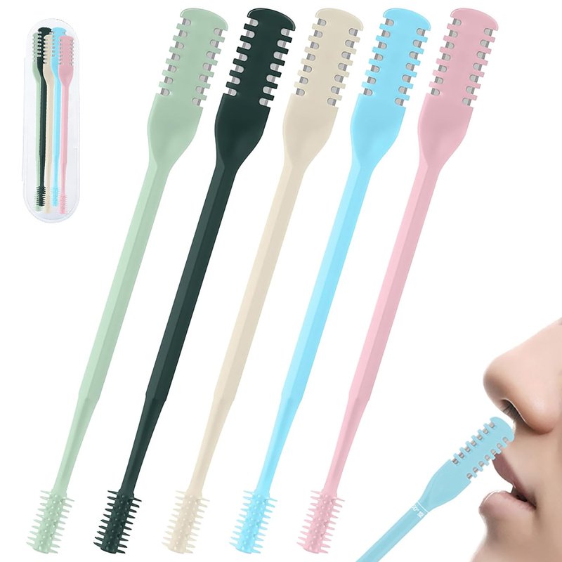 JIAOYANG 5Pcs 2-in-1 Nose Hair Trimmer for Men Women: 2026 New Portable Double Sided 360° Rotating Nasal Hair Cutter for Women Home Travel (Multicolor)