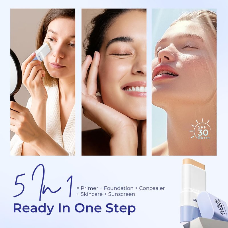 SACE LADY Foundation Stick - Medium to Full Coverage Makeup with SPF 30 | Soft Matte Finish, 0.4 Oz
