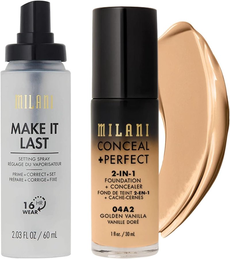 Milani Make It Last Setting Spray | 2-in-1 Foundation & Concealer - Golden Vanilla Shade