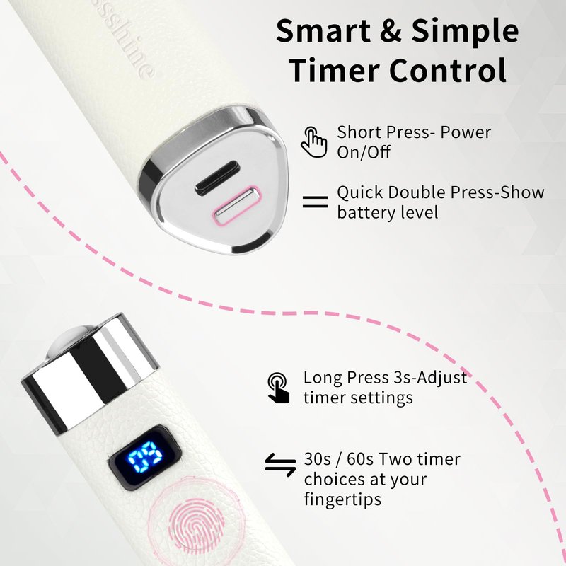 Missshine UV Light for Nails Handheld Cordless Nail Lamp,Rechargeable Nail Dryer with LED Display,Fast Curing Goosenecks Lamp with Auto Sensor DIY at Home (White)
