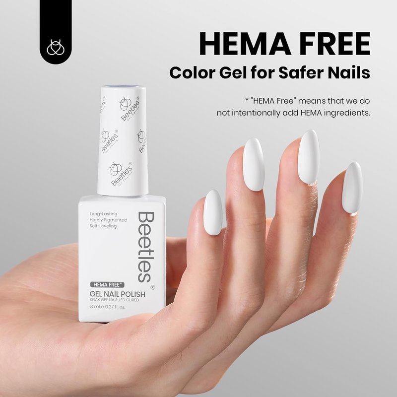 Beetles White Gel Polish - HEMA-Free High Gloss French Nail Polish | Summer Colors for 4th of July