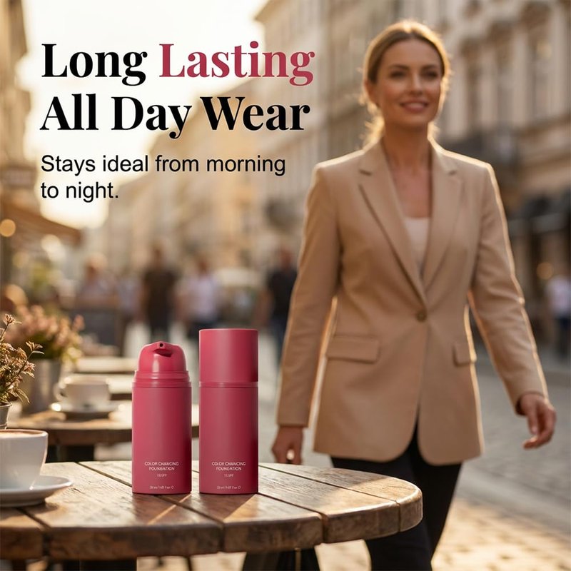 Color Changing Foundation, 2026 New Skin Tone Adapting Liquid Foundation for Women, Automatically Adjusts Makeup Application, Concealing Fine Lines And Wrinkles, Moisturizing And Hydrating (1pc)