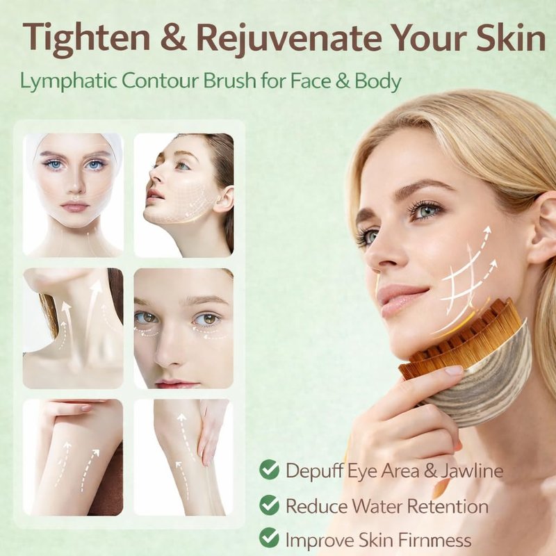 Skiennix Lymphatic Face Brush - Soft Gua Sha Tool for Jawline Sculpting & Depuffing