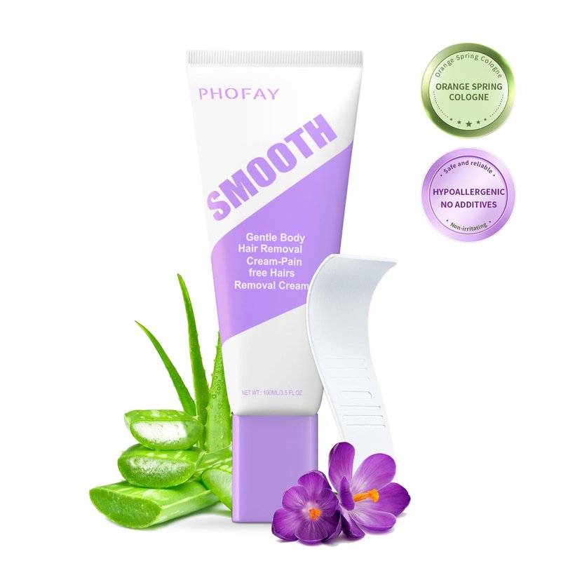 PHOFAY Hair Removal Cream - Fast-Acting Gentle Depilatory for Sensitive Skin | Travel Size 3.5 oz with Aloe & Hyaluronic Acid