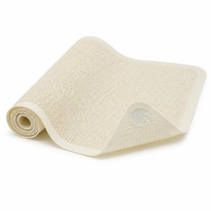 Huji Loofah Shower Mat - Non-Slip Bath Mat 10 Super Suction Cups for Bathroom - Great for The Elderly and Children