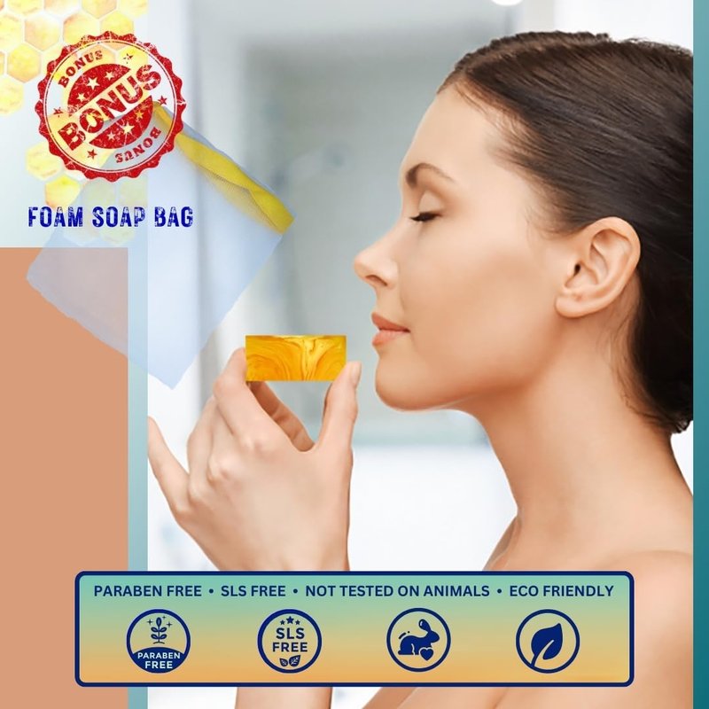 Honey Kojic Acid & Turmeric Soap - Dark Spot Remover with Vitamin C, E, Retinol | Unisex Soap Bar