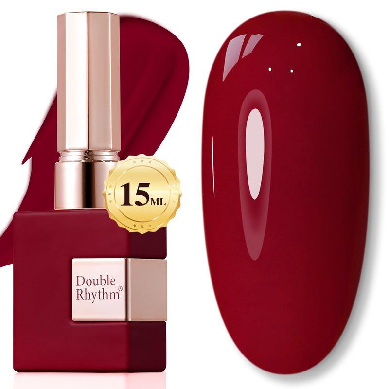 Double Rhythm Gel Polish - Pure Sheer Soak Off for Art Manicure | Burgundy Red 15ML - Perfect for DIY Gifts