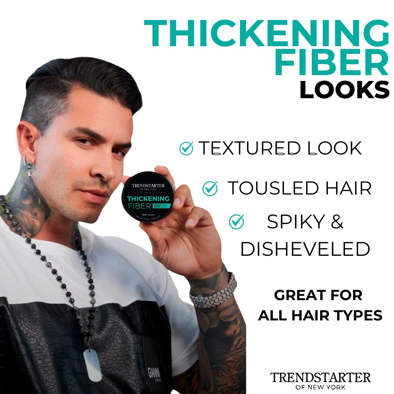 Thickening Fiber Hair Clay Pomade - Medium Hold, Matte Finish | 4oz Water-Based Styling Product