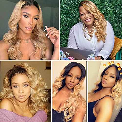 Ombre Human Hair Bundles 1B27 Honey Blonde Bunldes Body Wave Bundles Human Hair Wet And Wavy Bundles Real Unprocessed Virgin Weave Hair For Black Women(30 30 30) inch