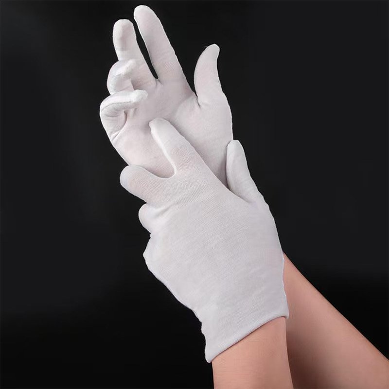 Skiennix Cotton Gloves - 12 Pairs for Eczema Relief | Breathable Moisturizing Spa & Jewelry Inspection | Medium Size