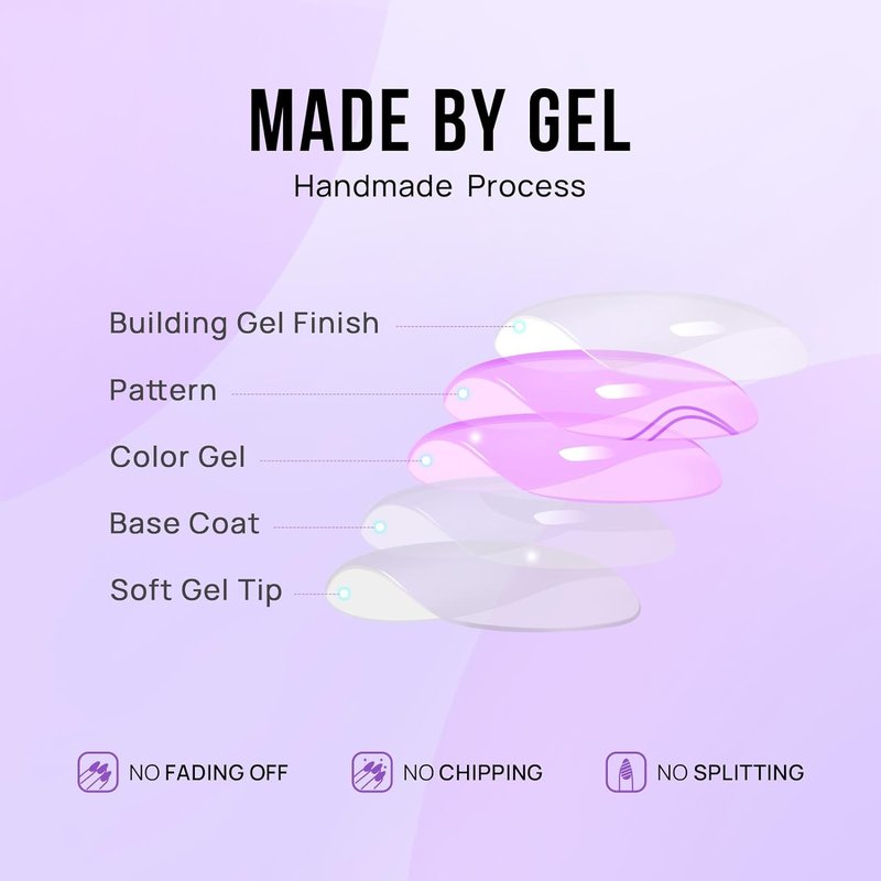 Press On Nails Almond - White French Tip Design with Gold Foil | Short Glue-On Nails in 16 Sizes - 30 Nail Kit
