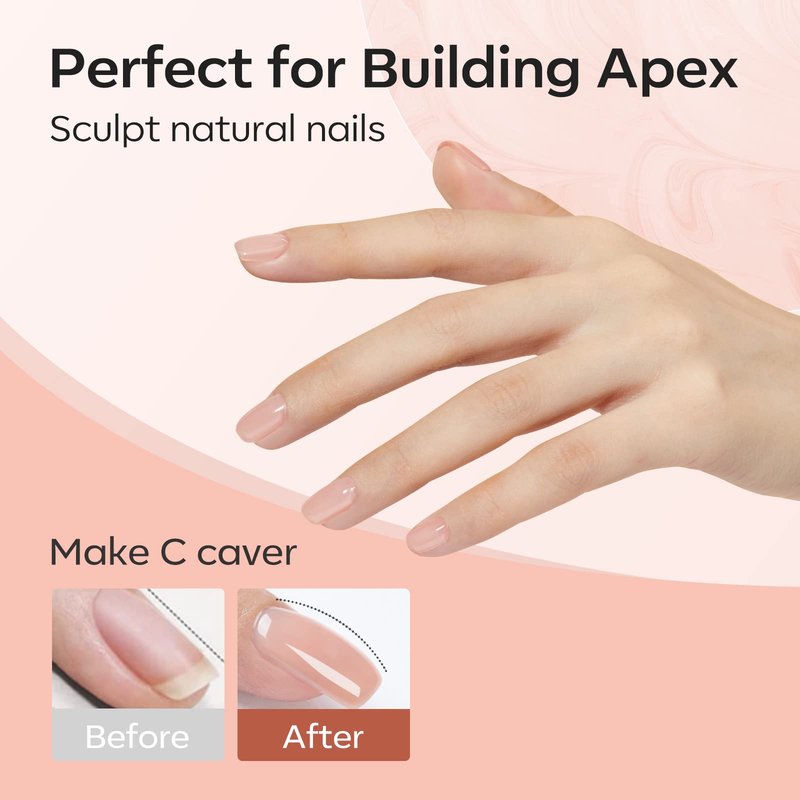 modelones Builder Gel for Nails, 6 Colors Gel Builder Nail Kit 8-in-One, Fall Maple Pink Nude Nail Polish Apex Building Strengthener Extension LED Nail Lamp Cured Color Base