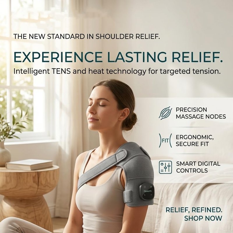 Shoulder Massager, 3 Massage Modes, Wireless, Adjustable Length, for Daily Comfort