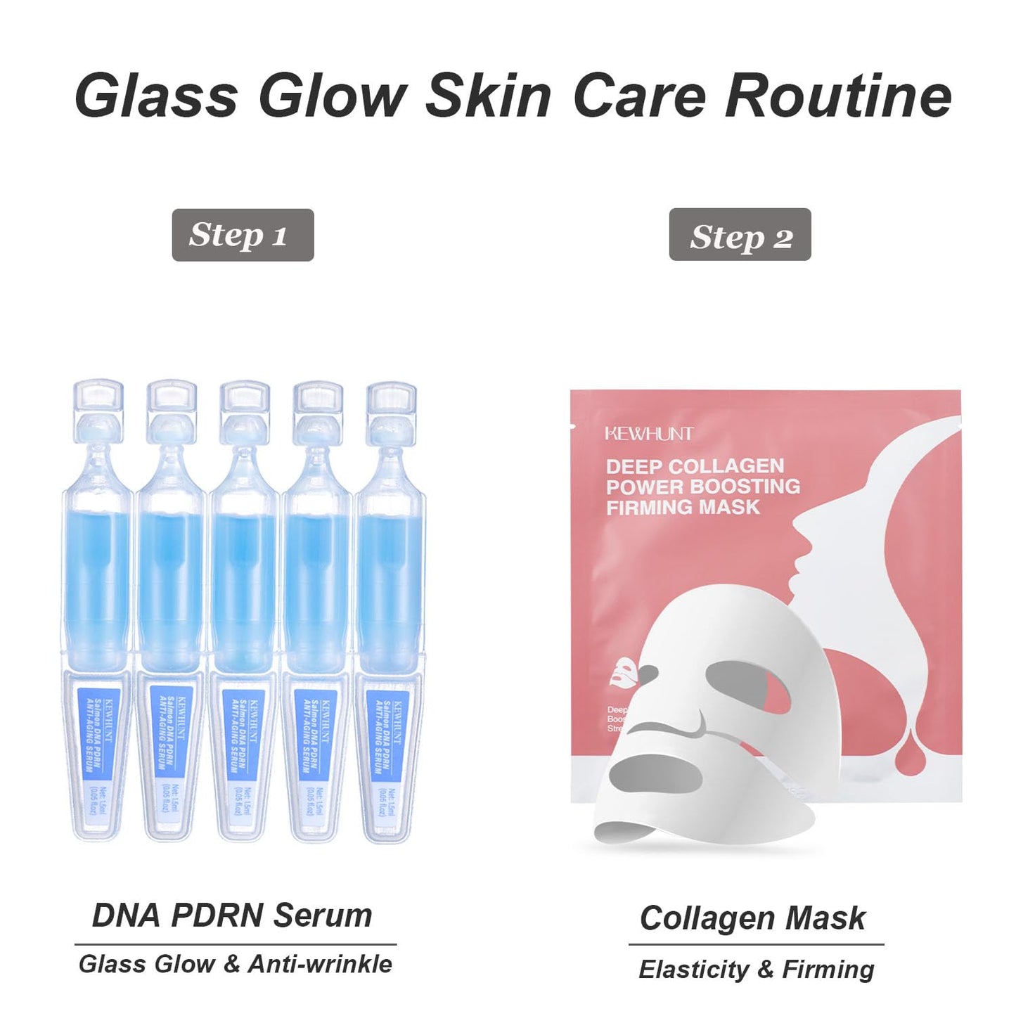 Kewhunt Deep Collagen Face Mask Overnight, Bio- Collagen Mask Real Deep Mask, Hydrating Hydrogel Masks with Low Molecular Collagen for Firming, Elasticity, Pore Minimizing 40g x 5ea Mothers Day Gifts