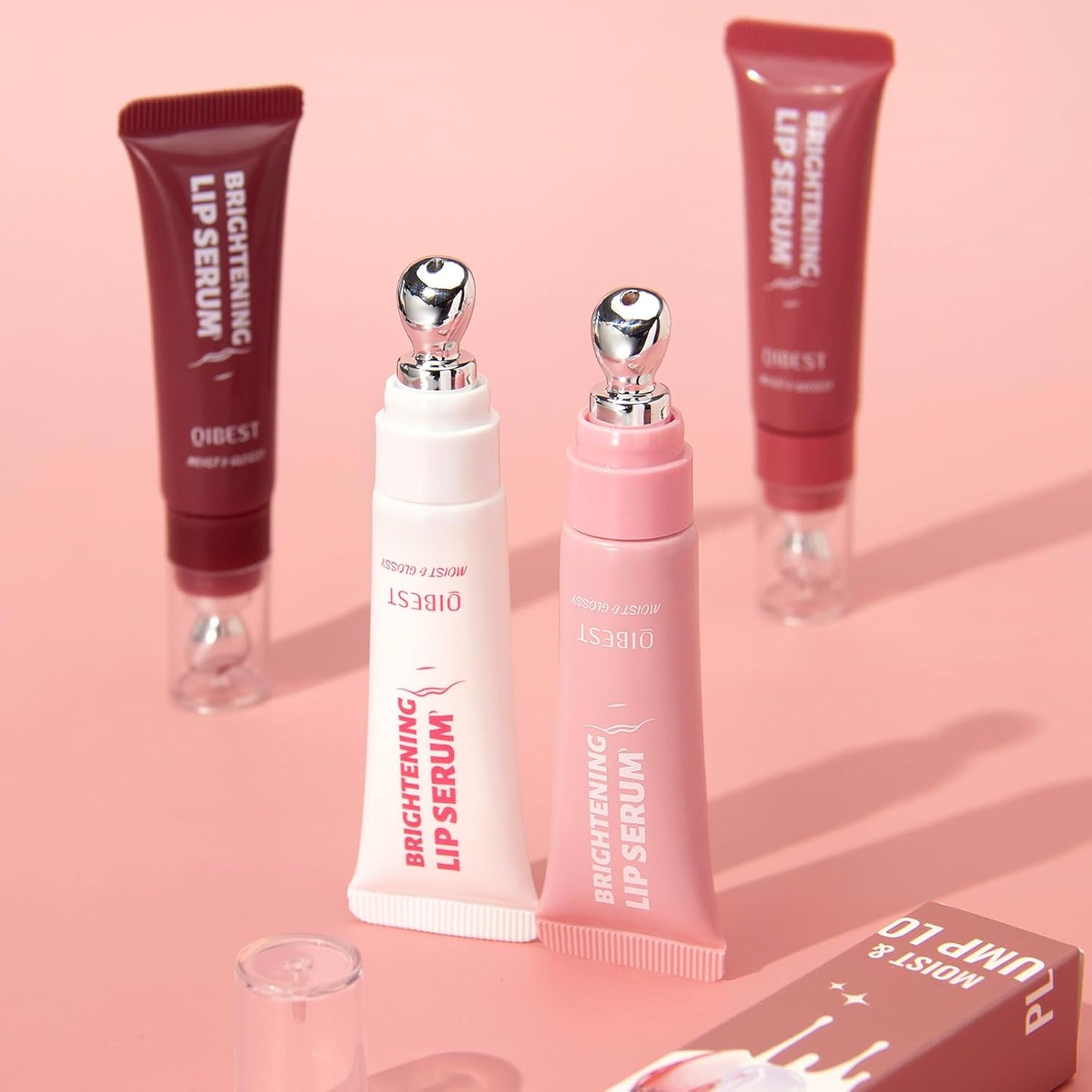 URQT Brightening Lip Serum, Hydrating Glossy Lip Oil with Metal Applicator, Plumping Moisturizing Lip Care Tint, Non-Sticky High Shine Lip Glow for Dry Lips (02# SAKURA BLOSSOM)