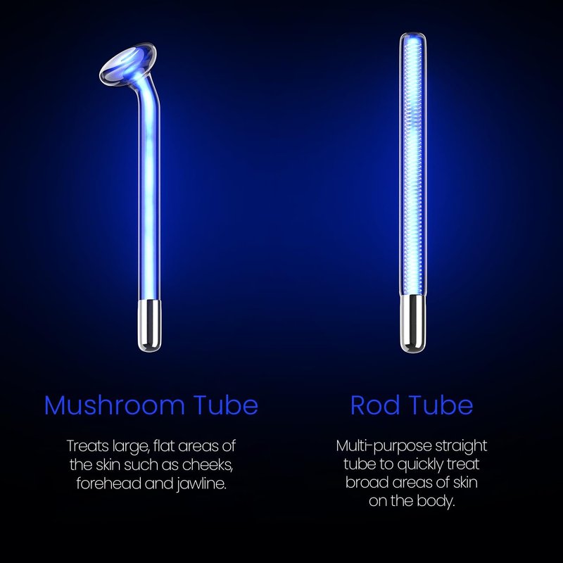 NuDerma Fusion Wand Accessory Set - Neon & Argon Glass Applicators for High Frequency Systems