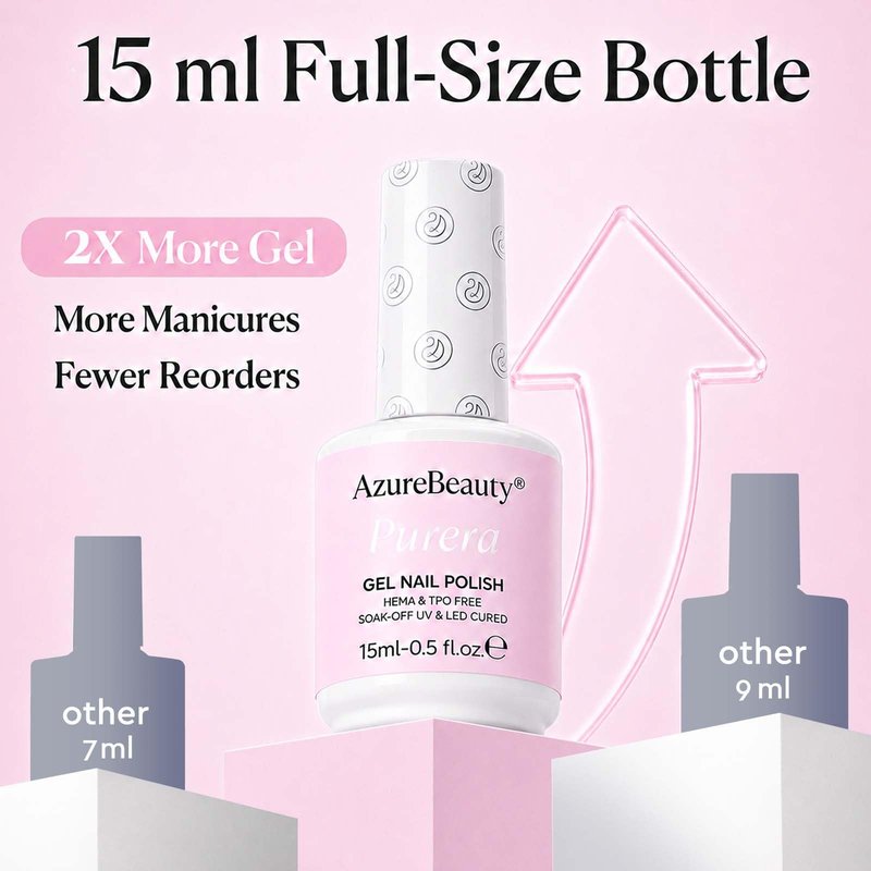 AZUREBEAUTY 6 Colors 15ml HEMA Free Pink Purera Gel Nail Polish Set, Same Color Bottles, Soak Off UV LED Gel Polish Kit Nail Art for DIY at Home Manicure Salon Gift, Neon Light Bright Baby Pink