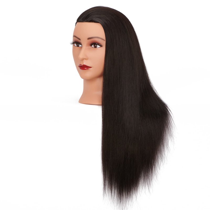 Mannequin Head Hair 26"-28" Synthetic Fiber Hair Styling Training Manikin Cosmetology Doll Head Braiding Hair Styling Hairdresser Training Model for Cutting Braiding - With Clamp Stand