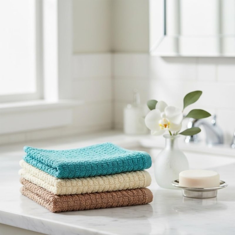 Petal Cliff Washcloths Set of 8 - Popcorn Weave Wash Cloth Designed to exfoliate Your Hands, Body or face - Extra Absorbent 100% Ring Spun Cotton Size 12" X 12".