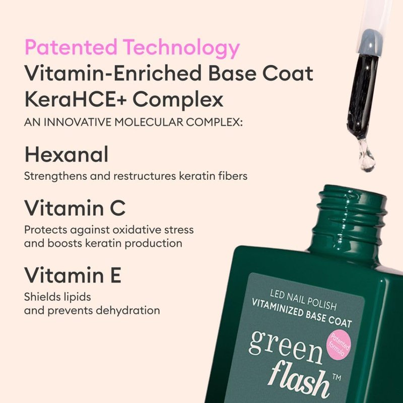 Manucurist Green Flash™ Vitamin-Enriched Base Coat – Gel Nail Polish Base – Lasts Up to 12 Days – 12-Free – 84% Bio-Based Ingredients – Made in France – 15 ml Bottle