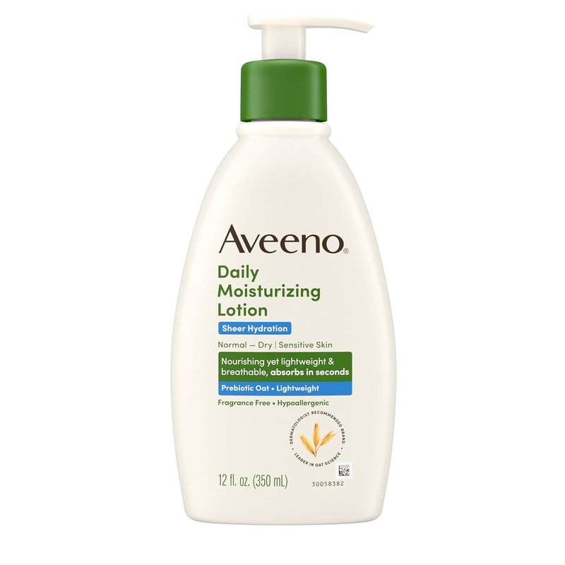 Aveeno Daily Moisturizing Lotion - Fragrance-Free Hydration with Prebiotic Oat for Dry Skin | Lightweight, 12 fl. oz
