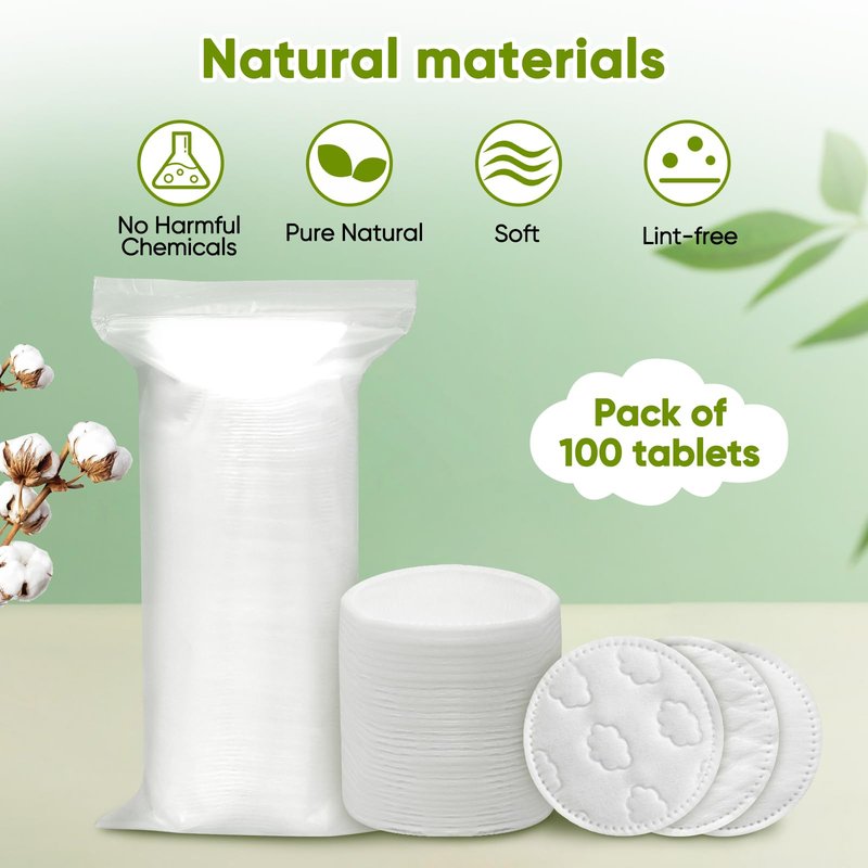 Boxed 300-Count Embossed Cotton Rounds – 3 Unique Patterns, Lint-Free, Dual-Sided, Soft & Durable, Ideal for Makeup Removal, Skincare, Nail Polish, and Baby Care