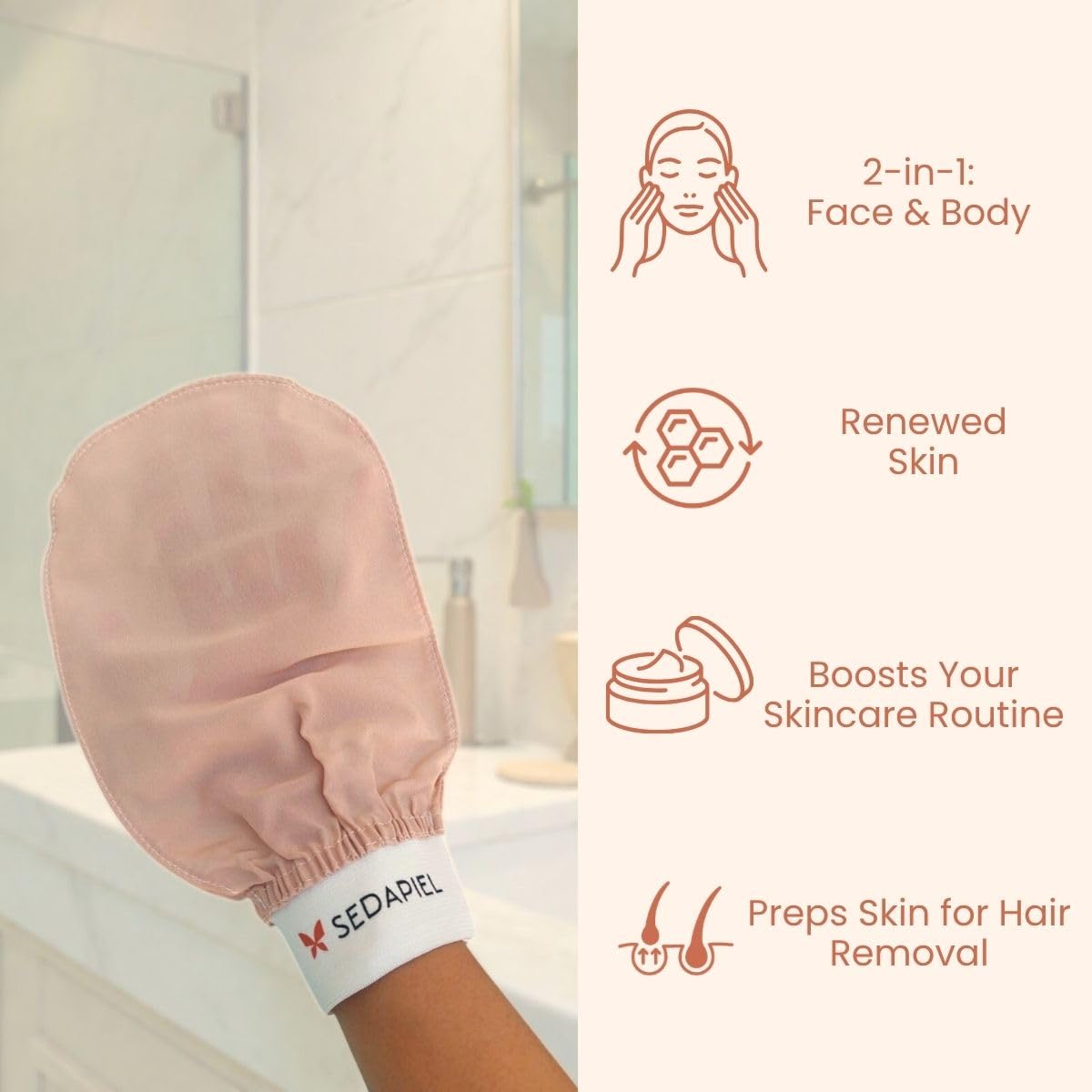 Turkish Silk Exfoliating Glove – Hammam Kese Mitt for Deep Dead Skin Removal – 100% Natural Cocoon Silk Body Scrub for Smooth, Radiant Skin – Reusable Spa Exfoliator by SEDAPIEL