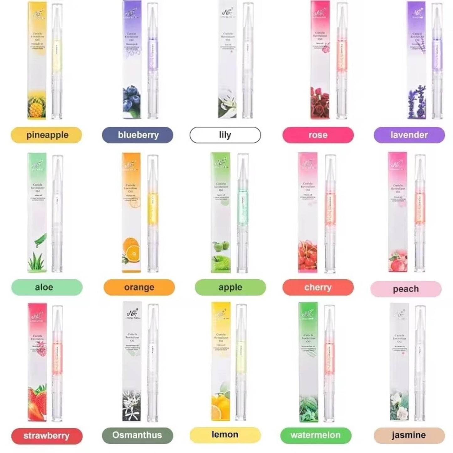 Yimart Set of 4pcs Aloe Flavor Cuticle Revitalizer Oil Pen with Soft Brush,Nail Nutritional Cuticle Oil Pen For Anti-barb Finger Edge Nail Care Tool