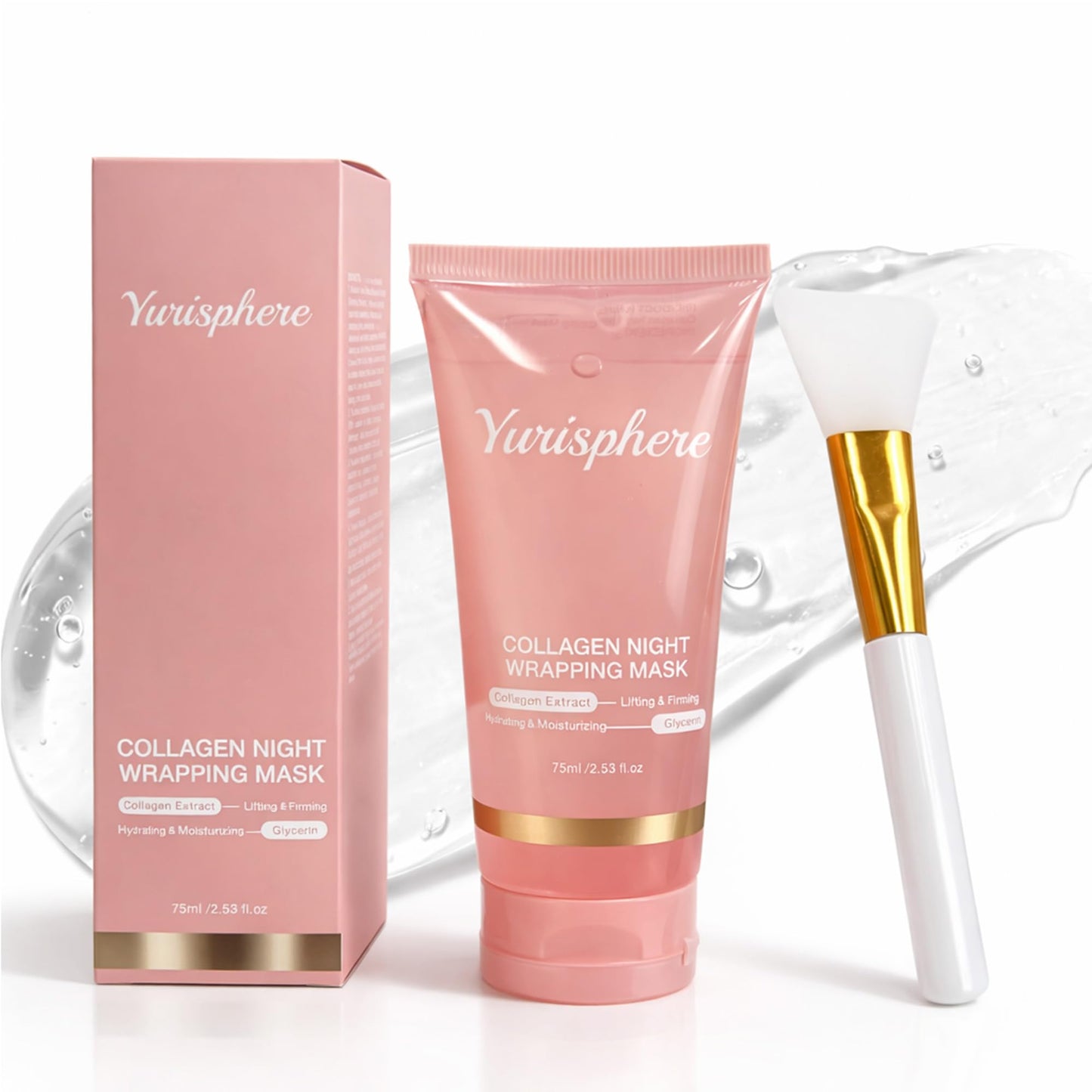 Yurisphere Collagen Overnight Peel Off Face Mask - Real Collagen Wrapping Mask for Glass Skin - Deep Hydration, Elasticity & Pore Care - Skincare for Glowing, Firming & Moisturizing 1P