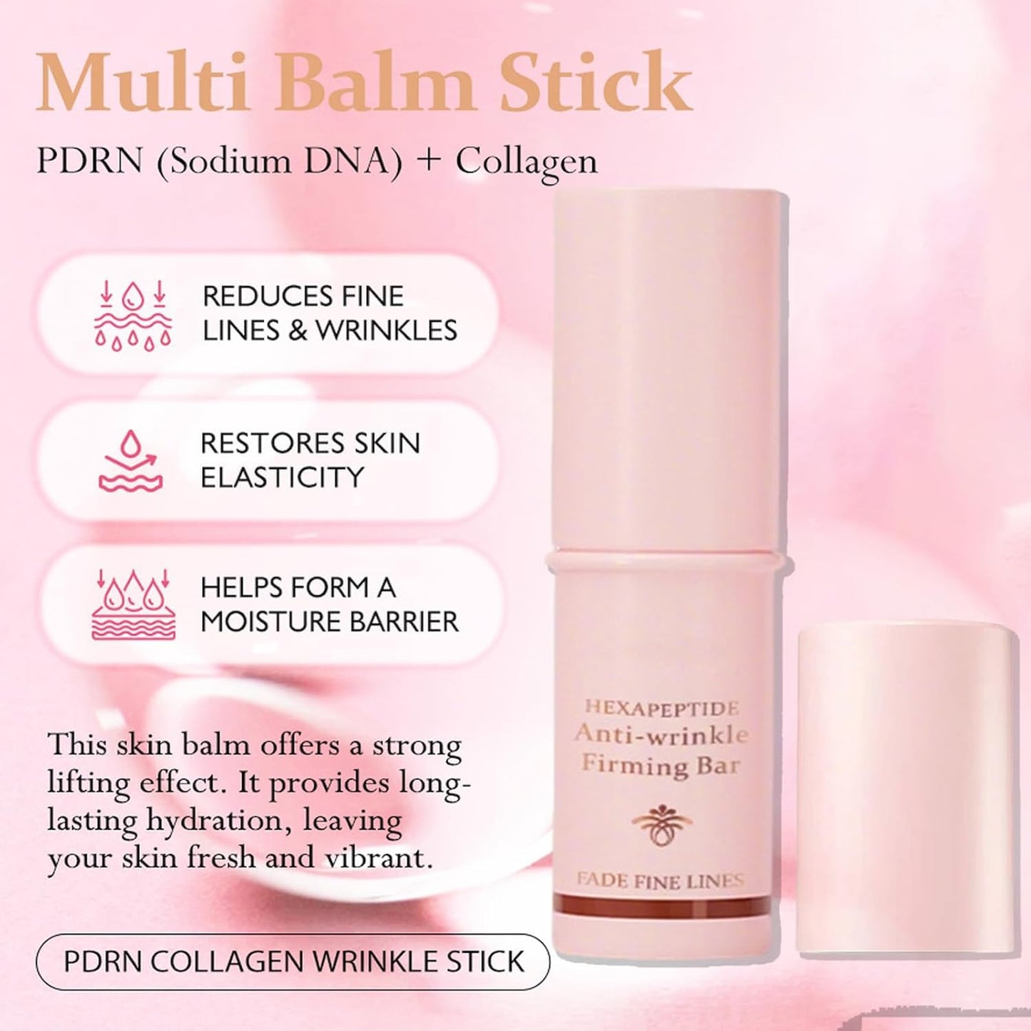 Wrinkle Bounce Multi Balm Stick,2 Packs Hydrating Lip Balm Eye Cream Neck Moisturizing Stick, Dark Circle Brightener Hydrating Make Up Base Balm