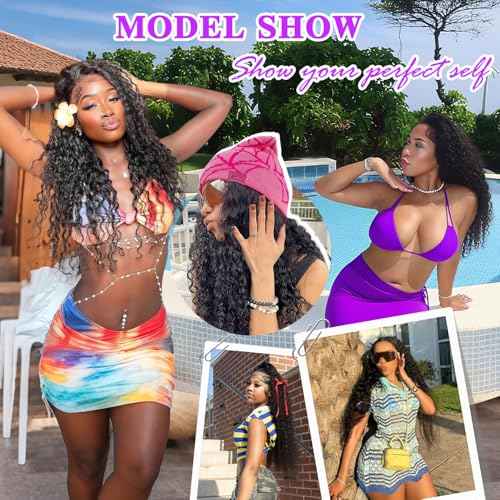 30 Inch Deep Wave Lace Front Wigs Human Hair 200 Density 13x6 HD Lace Front Wigs for Black Women Curly Human Hair Pre Plucked Natural Color Glueless Deep Curly Wig
