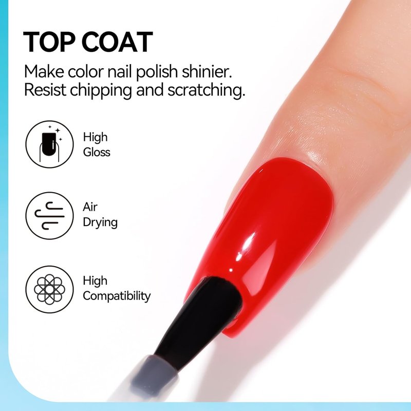 MIZHSE Quick Dry Base & Top Coat Nail Polish - 15ml High-Gloss Protective Finish for Long-Lasting Manicure