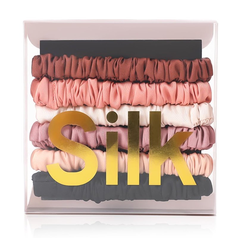 Silk Scrunchies - 6PCS 100% Mulberry Silk Hair Ties for Women | No Damage Elastic Ponytail Holders