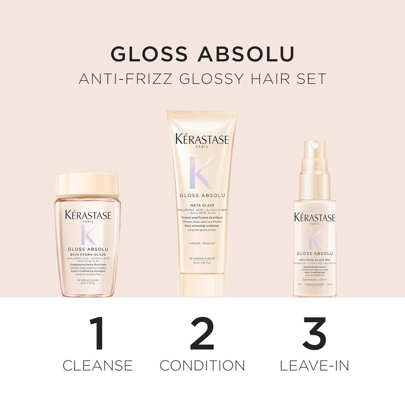Kérastase, Gloss Absolute Shampoo Conditioner Heat Protection Trial Kit for Long Frizz Prone Hair