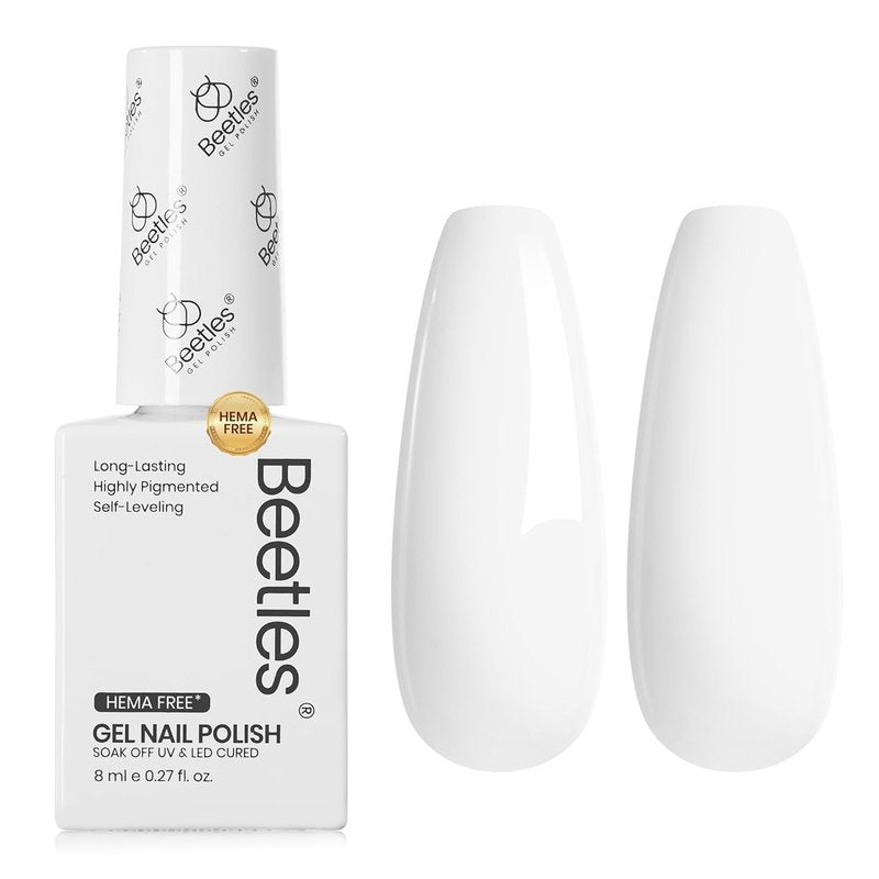 Beetles White Gel Polish - HEMA-Free High Gloss French Nail Polish | Summer Colors for 4th of July