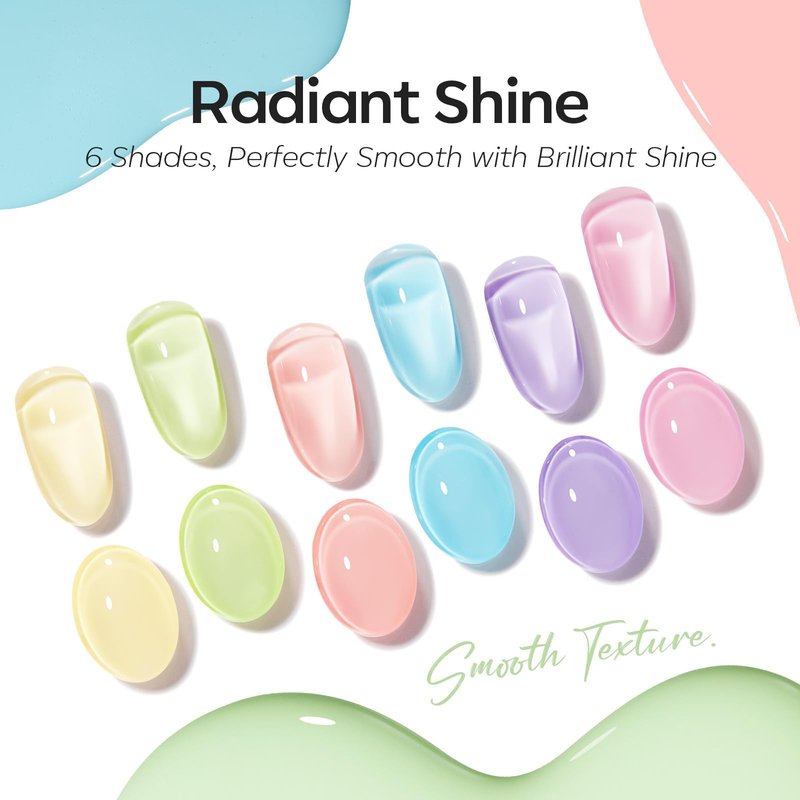 modelones Pastel Gel Nail Polish Set, Hema Free 2026 Spring Summer Macaron Gel Polish Set Light Pink Pastel Yellow Purple Baby Blue Green 6 Colors Nails with Fruit Theme Stickers LED Mani Gift
